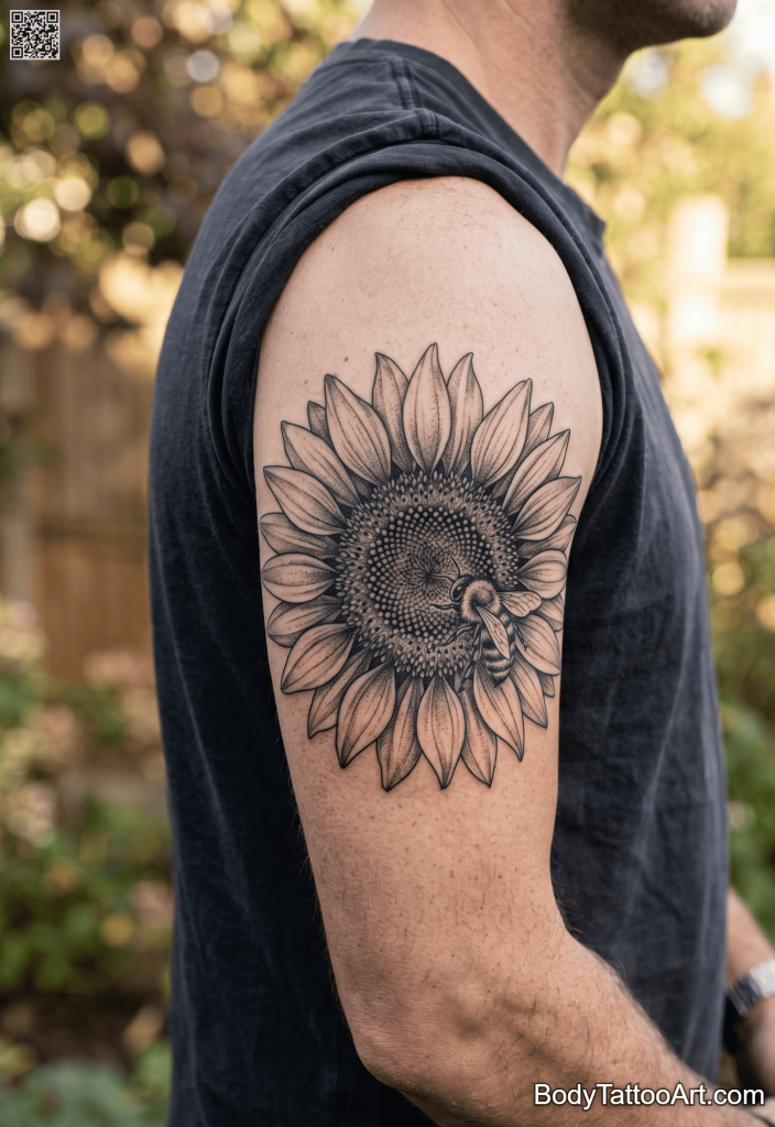 10 Bold Sunflower With Bee Tattoos – Uplifting Designs and Meanings