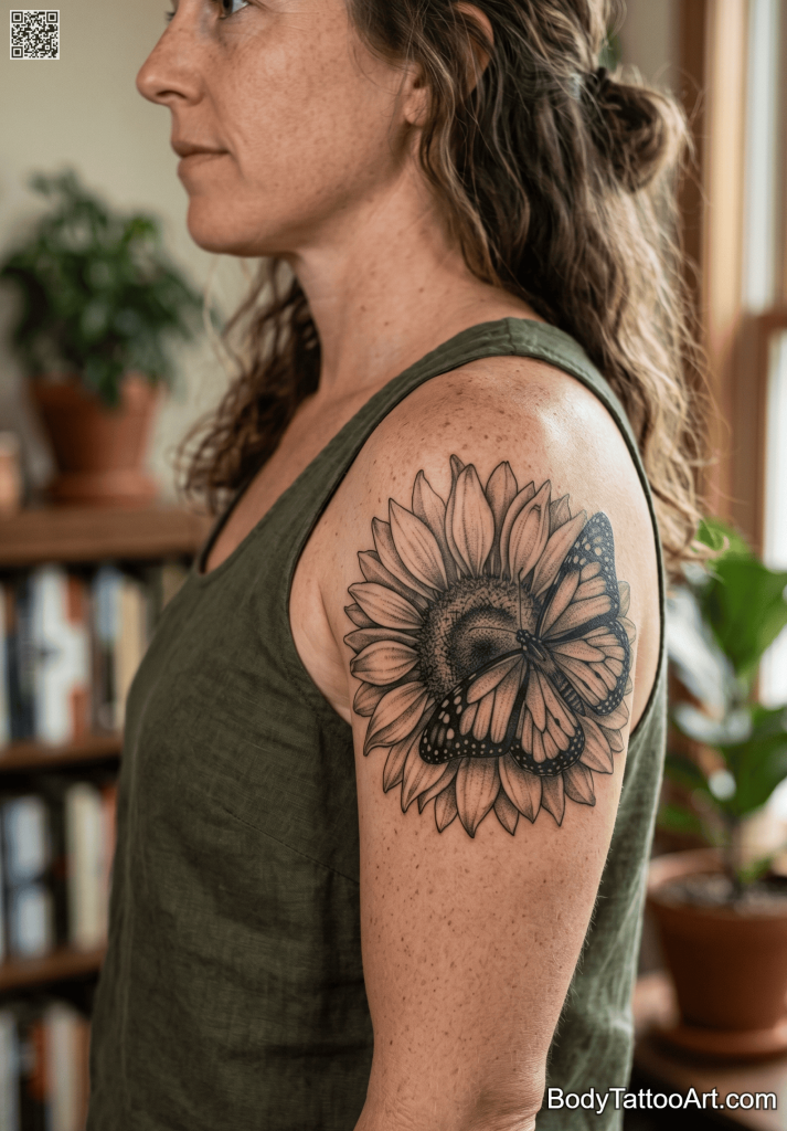 9 Sunflower With Butterfly Tattoos