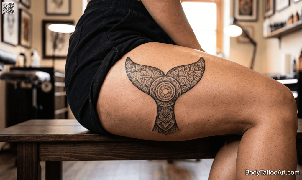Mandala dotwork Whale Tattoos
