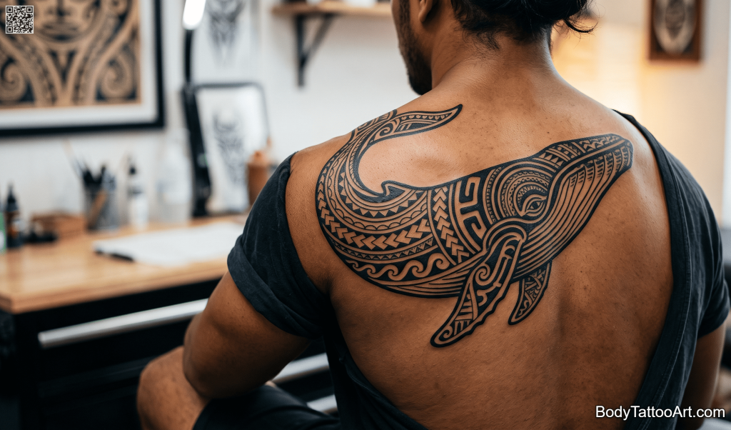Tribal blackwork  Whale Tattoos