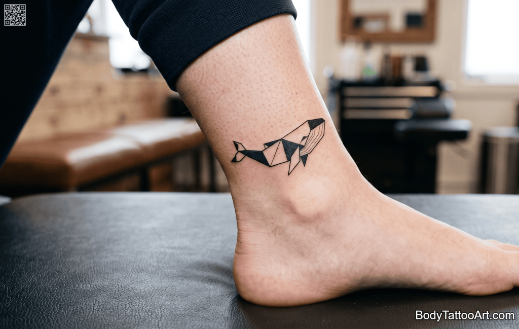 Geometric origami illustrative Whale Tattoos