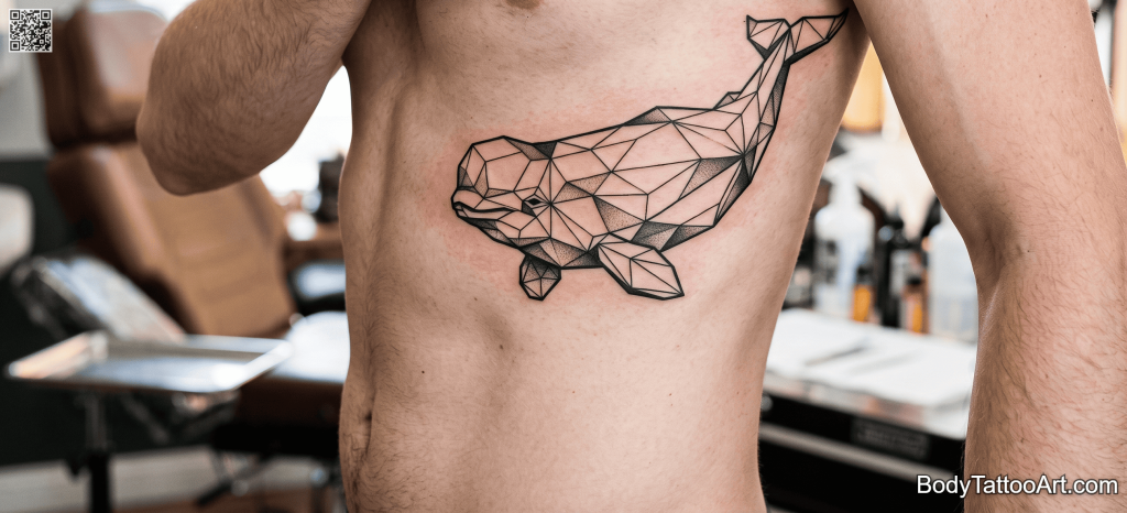 Geometric blackwork Whale Tattoos
