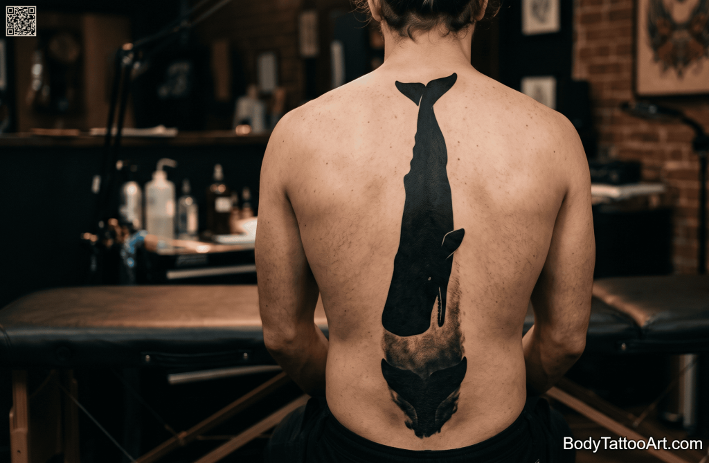 Solid blackwork Whale Tattoos