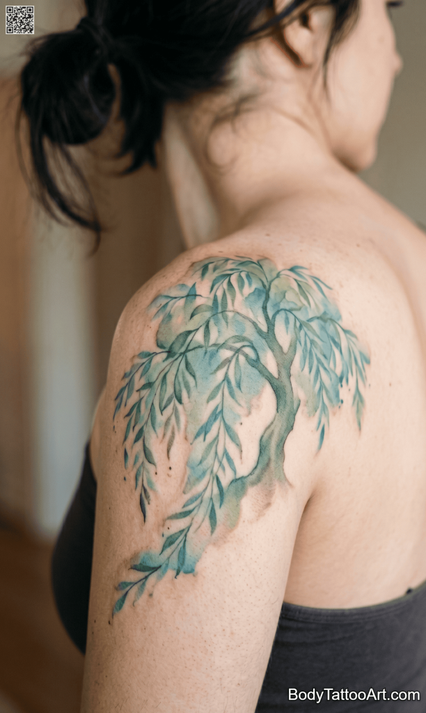 Watercolor Willow Tree Tattoos