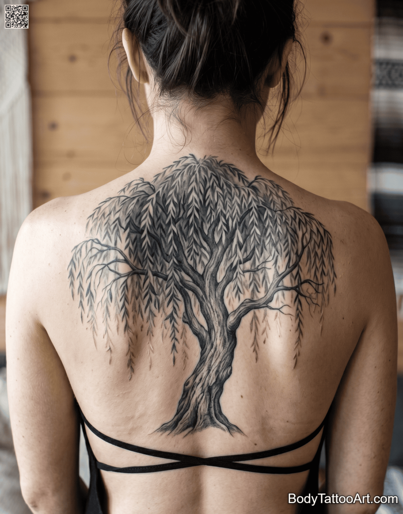  Grey wash Willow Tree Tattoos