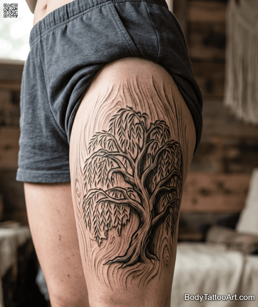 textural Willow Tree Tattoos