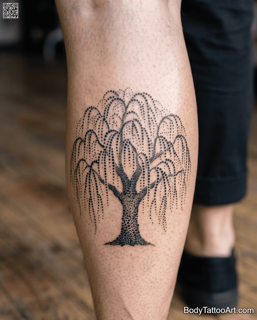 Pointillism Willow Tree Tattoos