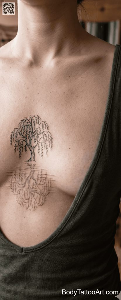 Fine line with light shading Willow Tree Tattoos