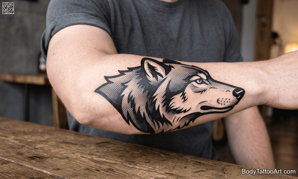 halftone Wolf Tattoos