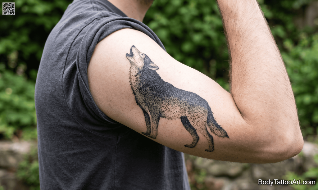 Dotwork Wolf Tattoos