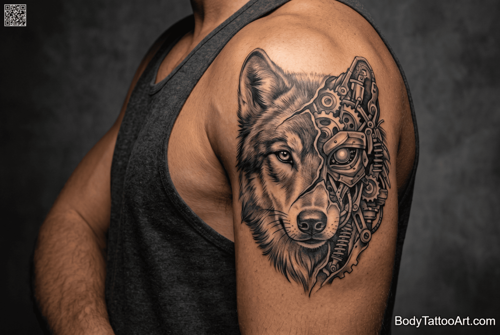 Biomechanical realism Wolf Tattoos