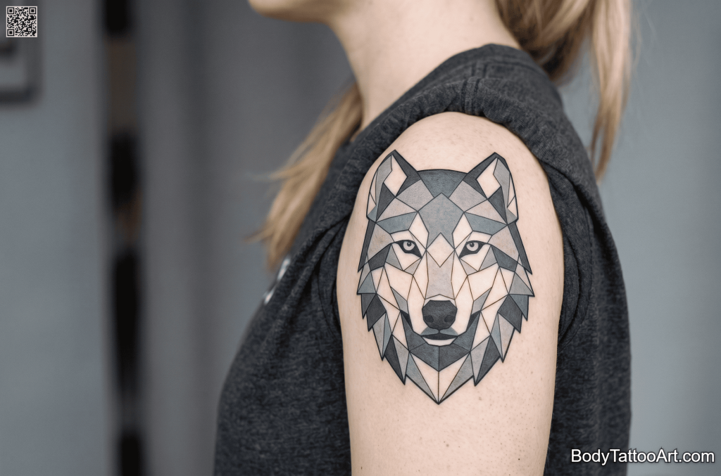 Low poly geometric Wolf Tattoos