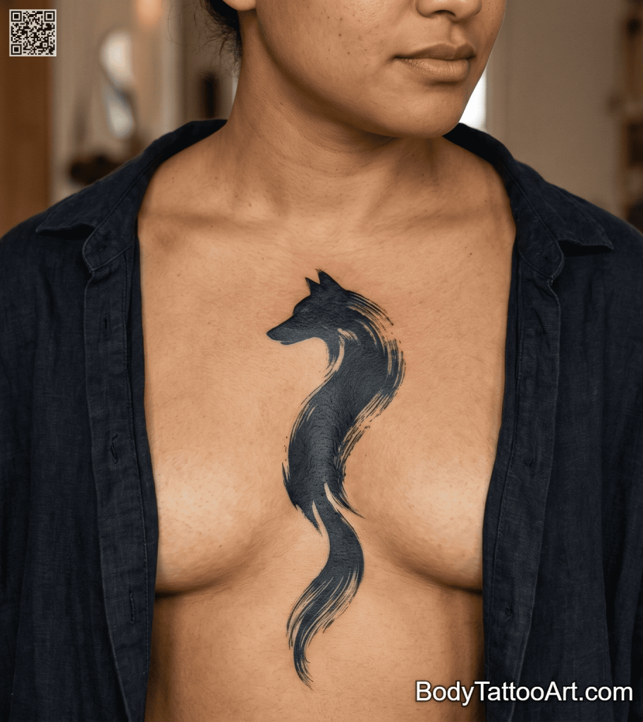 Calligraphic brushwork Wolf Tattoos
