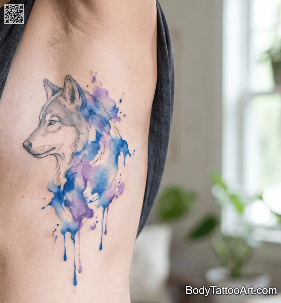 Watercolour Wolf Tattoos