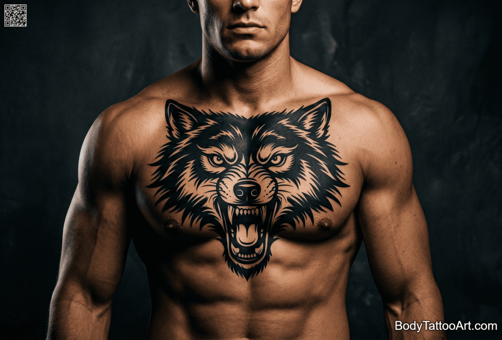 Blackwork Wolf Tattoos