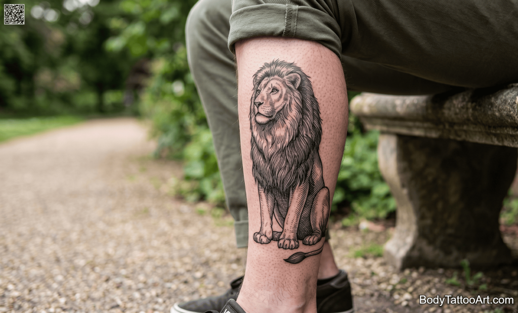 Cubist illustrative Lion Tattoos