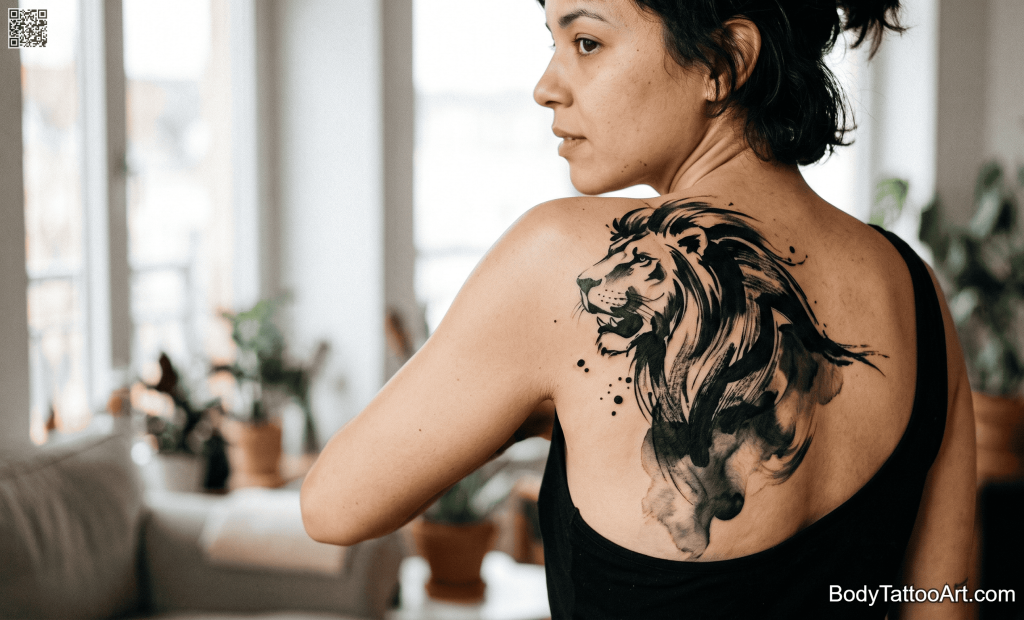 Abstract brushwork Lion Tattoos