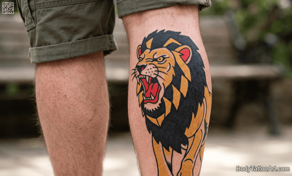 Minimalist single-line Lion Tattoos