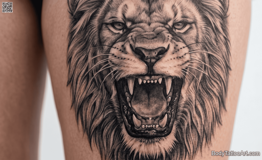 Black and grey realism Lion Tattoos