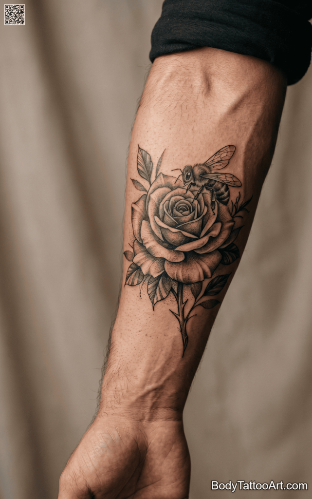 9 Gorgeous Rose With Bee Tattoos – Nature-Inspired Designs to Admire