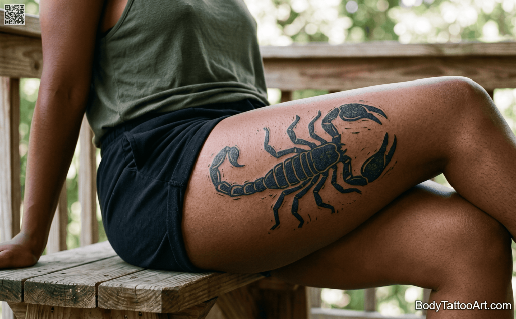 Woodblock / linocut inspired Scorpion Tattoos