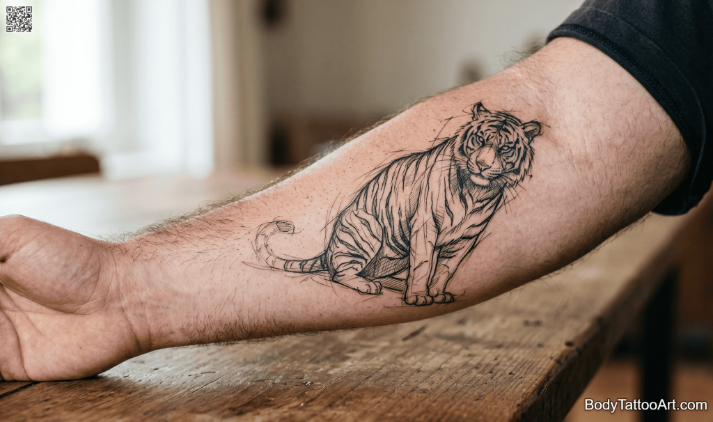 Sketch linework Tiger Tattoos