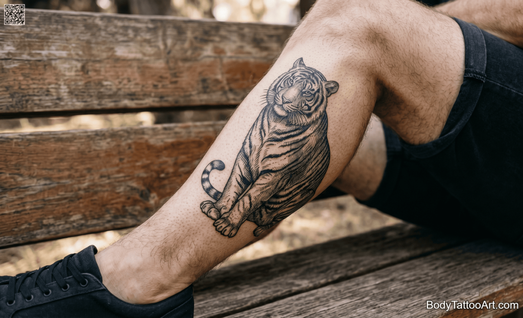 Engraving linework Tiger Tattoos