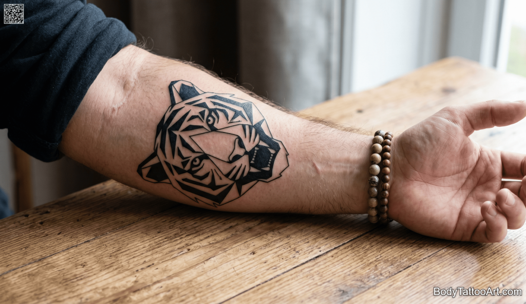 Geometric blackwork Tiger Tattoos