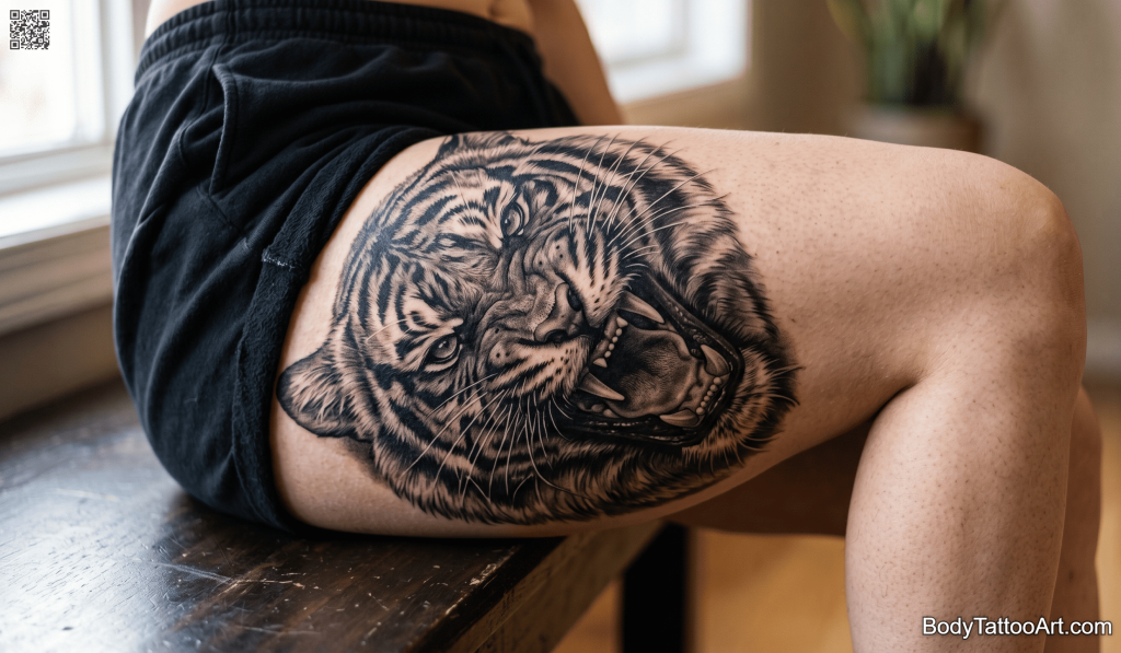 Black and grey realism Tiger Tattoos