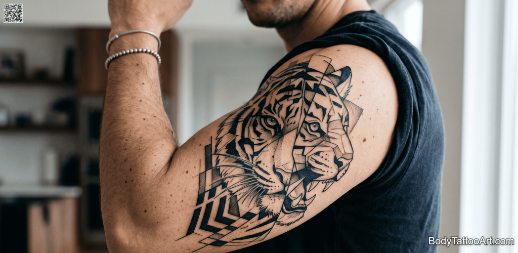 Cubist illustrative Tiger Tattoos
