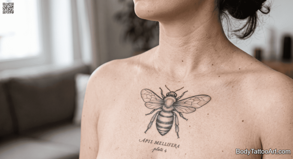 The Engraving Crosshatch Bee Tattoos
