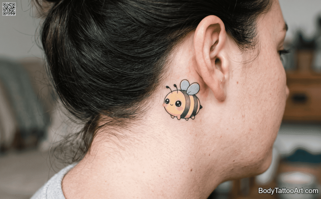 Kawaii / cartoon color Bee Tattoos