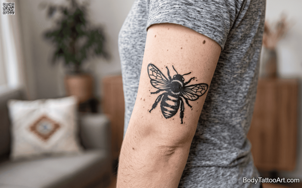  The Linocut Woodblock Bee Tattoos