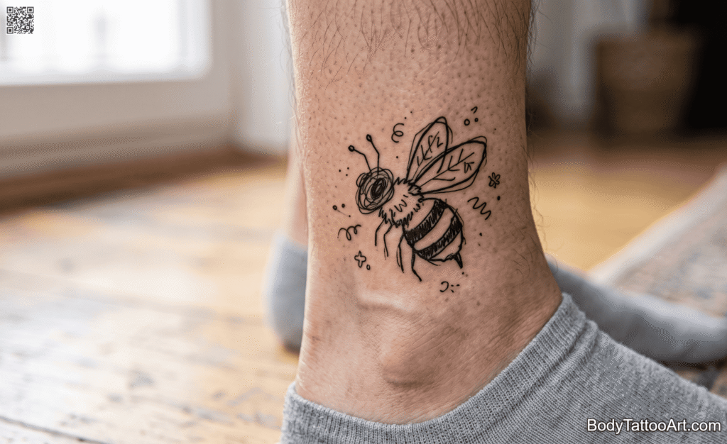 The Doodle Scribble Bee Tattoos
