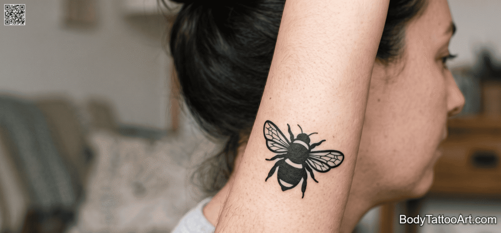 Blackwork Bee Tattoos