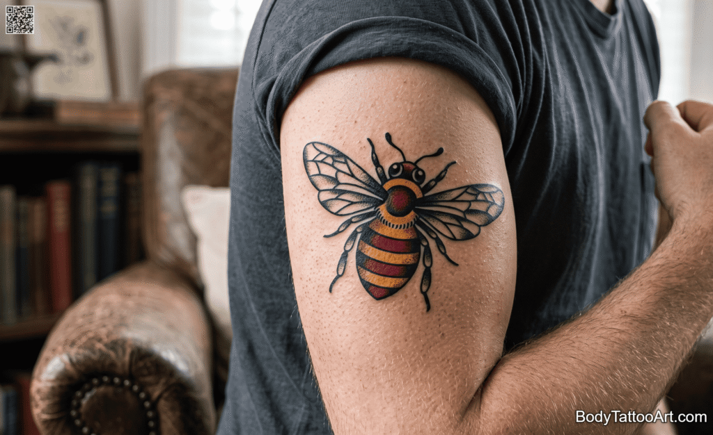  Traditional / old school Bee Tattoos