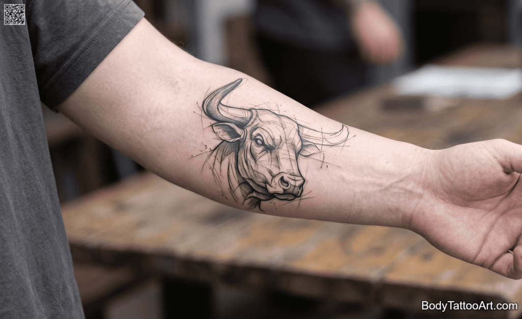 Sketch style Bull Tattoos