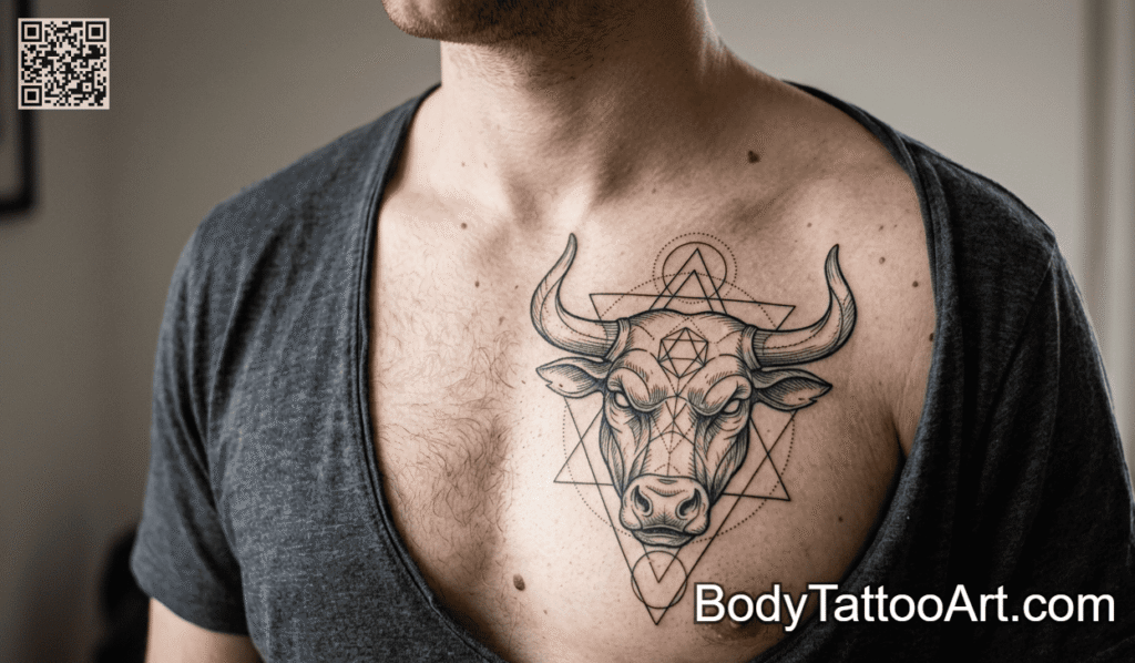 Sacred geometry linework Bull Tattoos