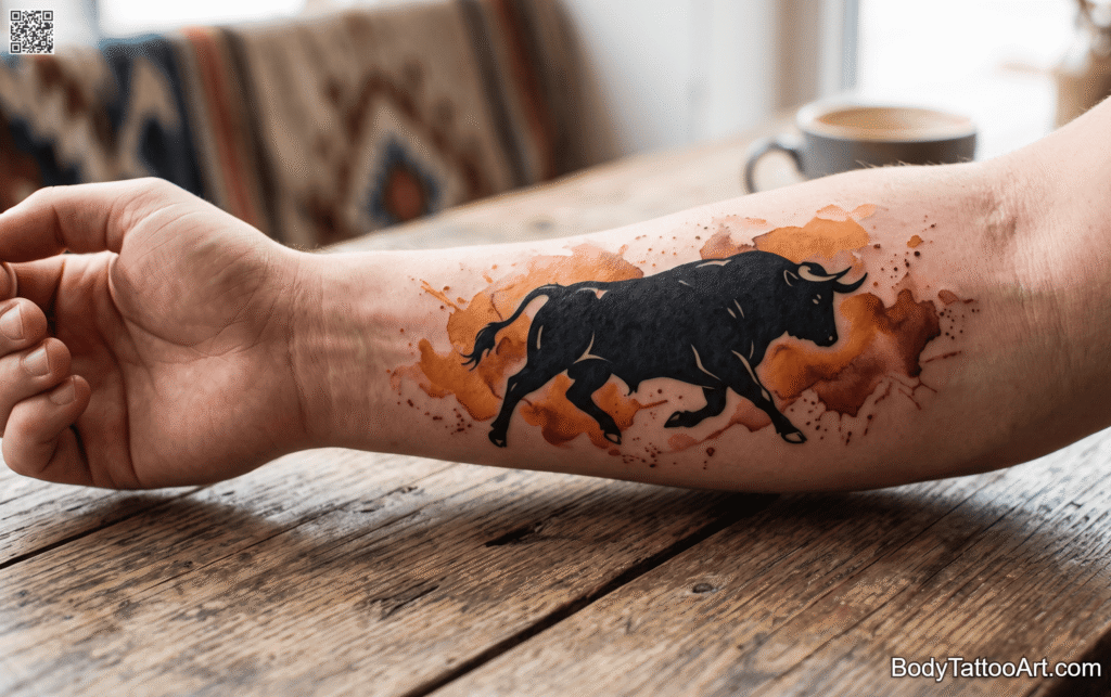Watercolor Bull Tattoos