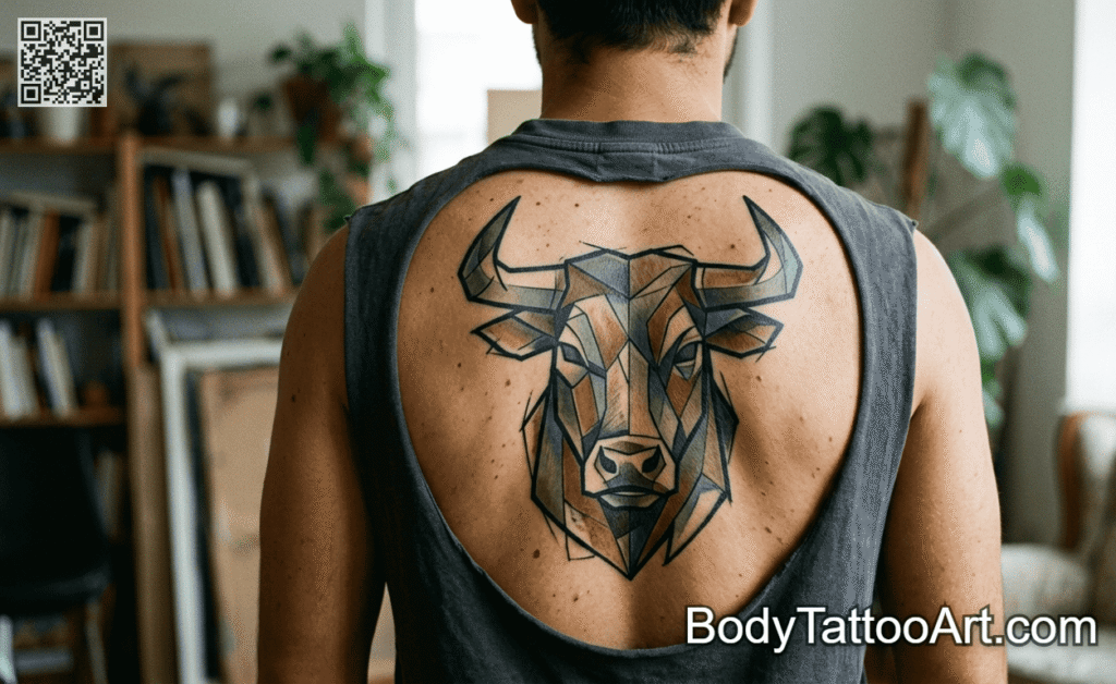 Cubist abstract Bull Tattoos