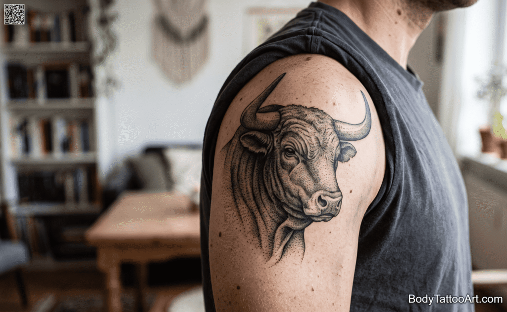 Stipple dotwork Bull Tattoos