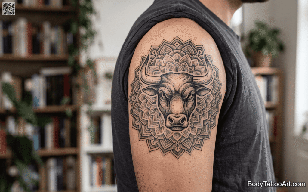 Dotwork Bull Tattoos