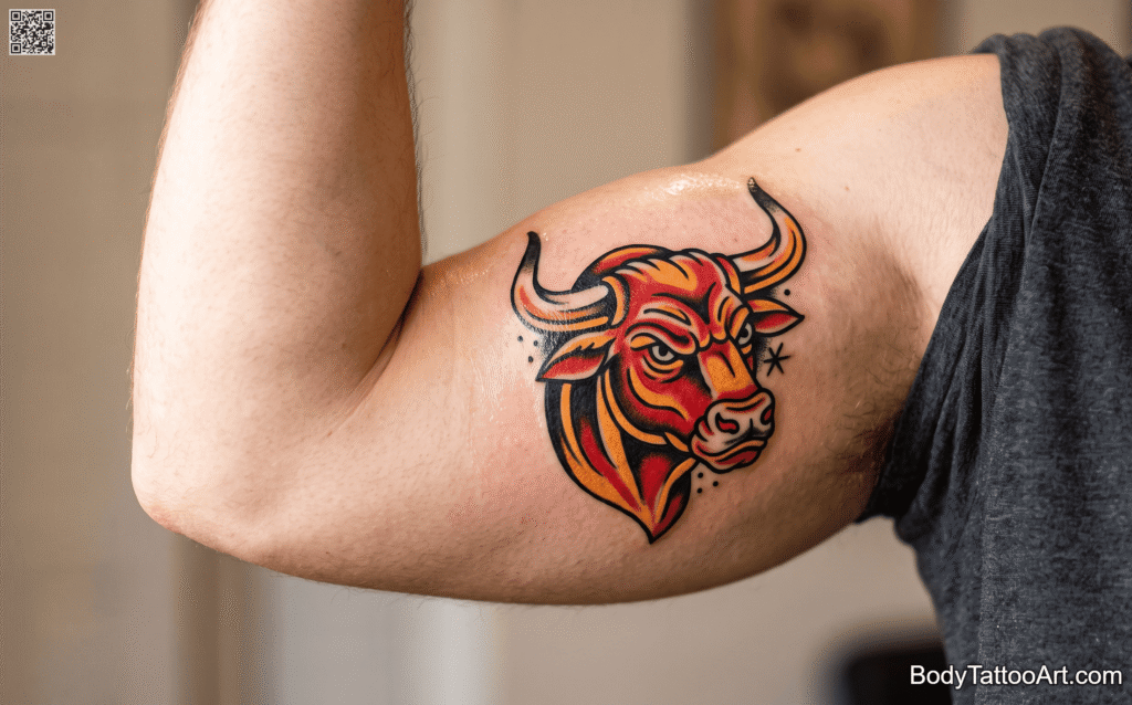 Traditional American Bull Tattoos