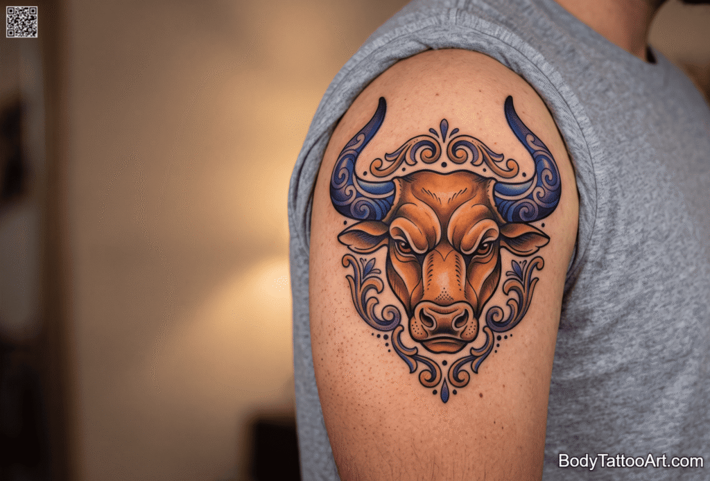 Neo-traditional Bull Tattoos