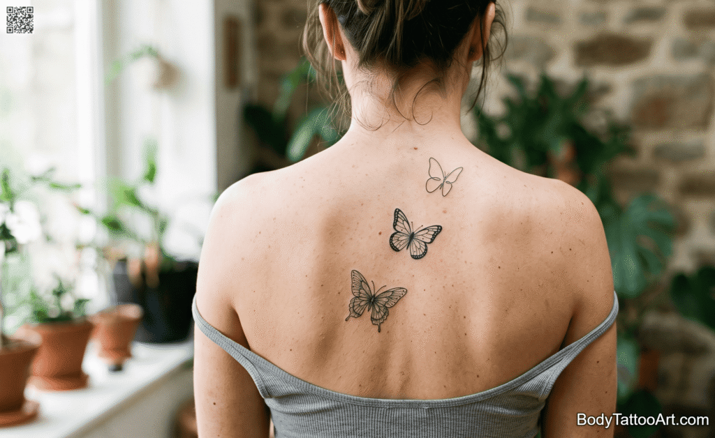 Minimal linework, multiple pieces Butterfly Tattoos