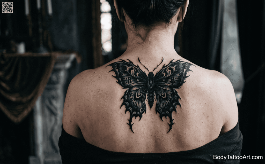 Gothic blackwork Butterfly Tattoos