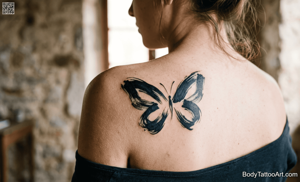 The Abstract Brushstroke Butterfly Tattoos