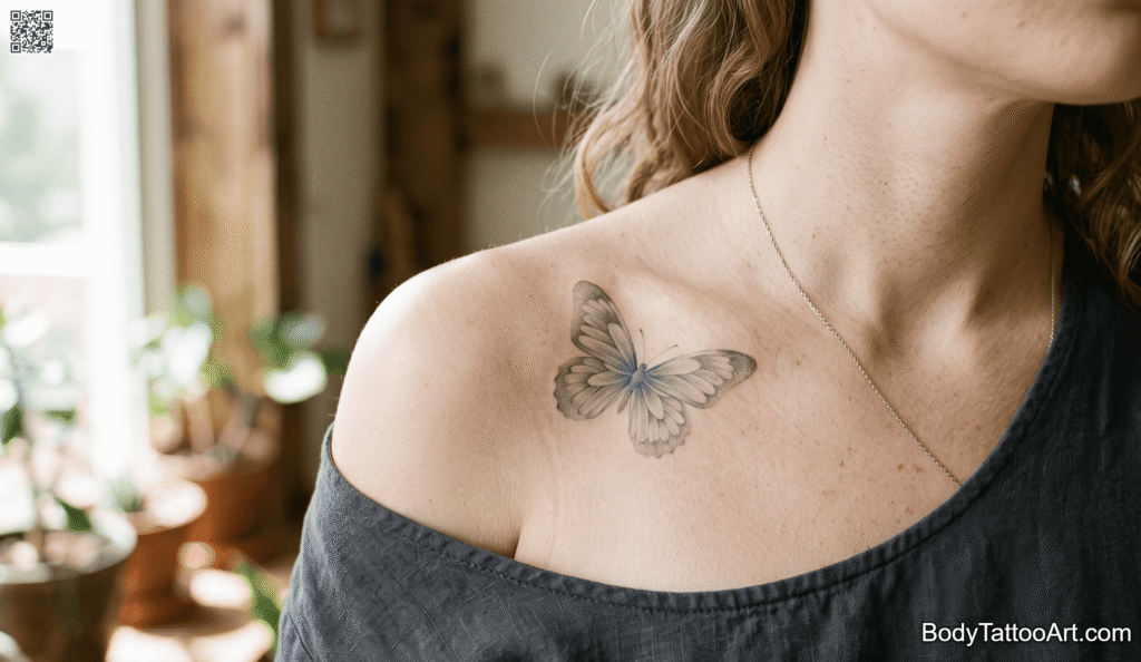 The Soft Grey-Wash Butterfly Tattoos