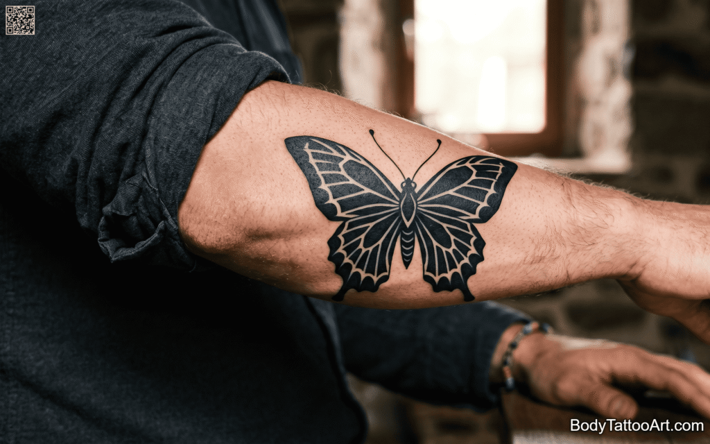 Blackwork Butterfly Tattoos