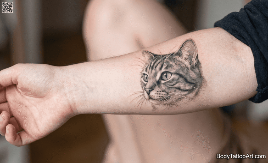 Grey-Wash Realistic Cat Portrait